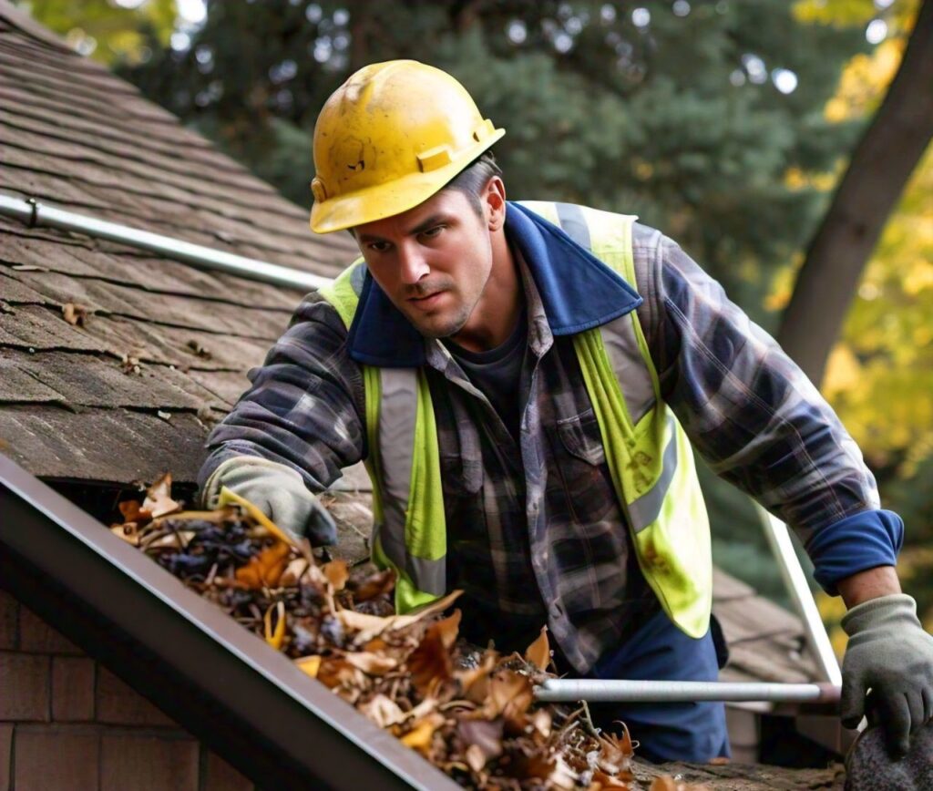 CR Cleaning Pros team cleaning eavestroughs in Kitchener